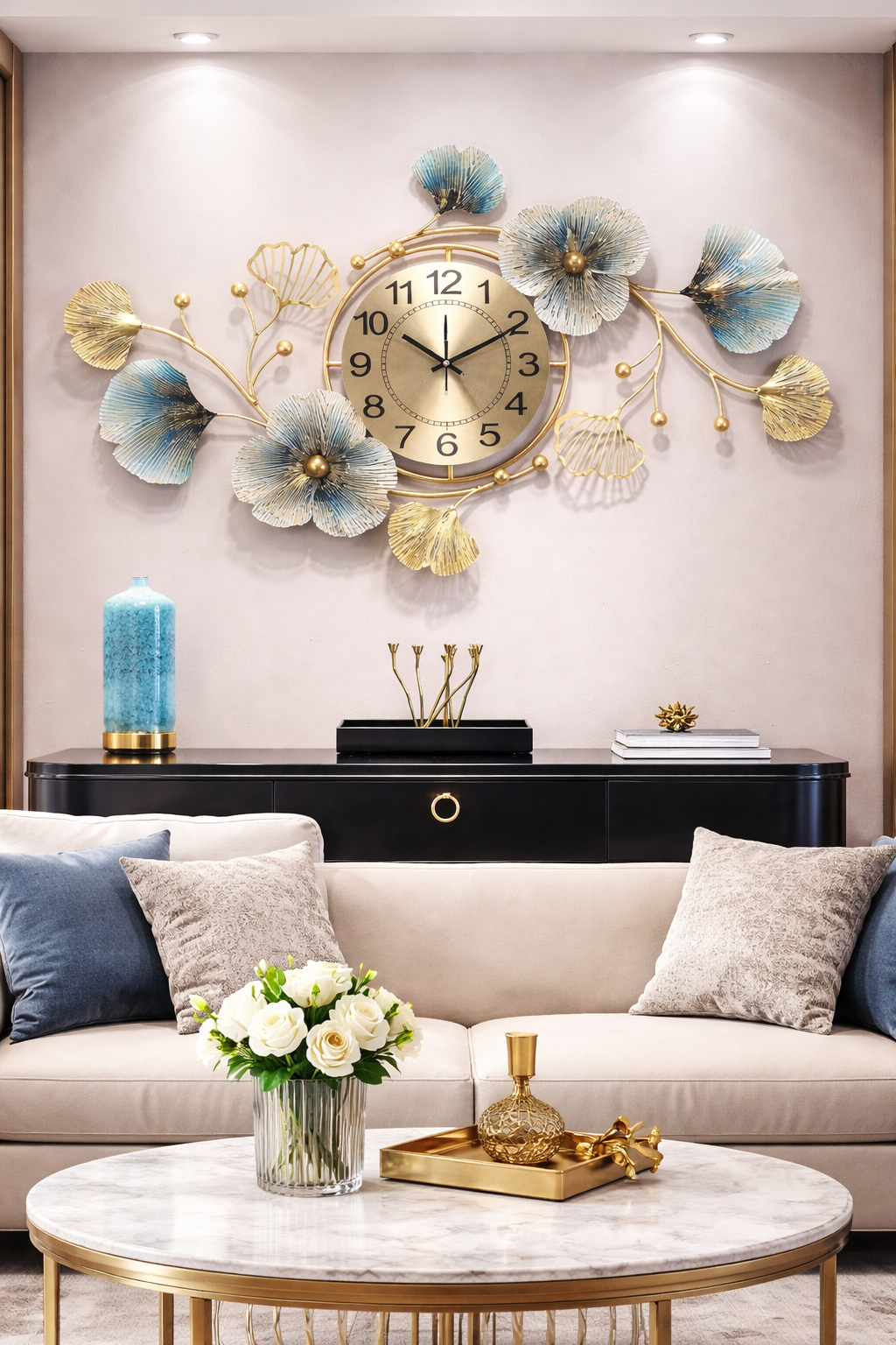 Premium Metal Floral Wall Clock