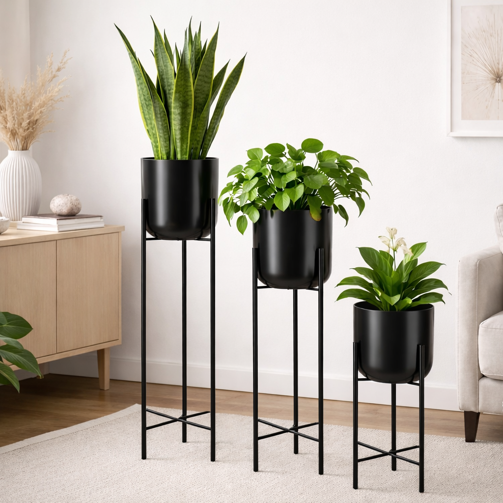 ANASAY Black Metal Plant Stand Set of 3