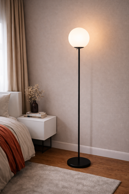 Minimalist Black Globe Floor Lamp for Living Room