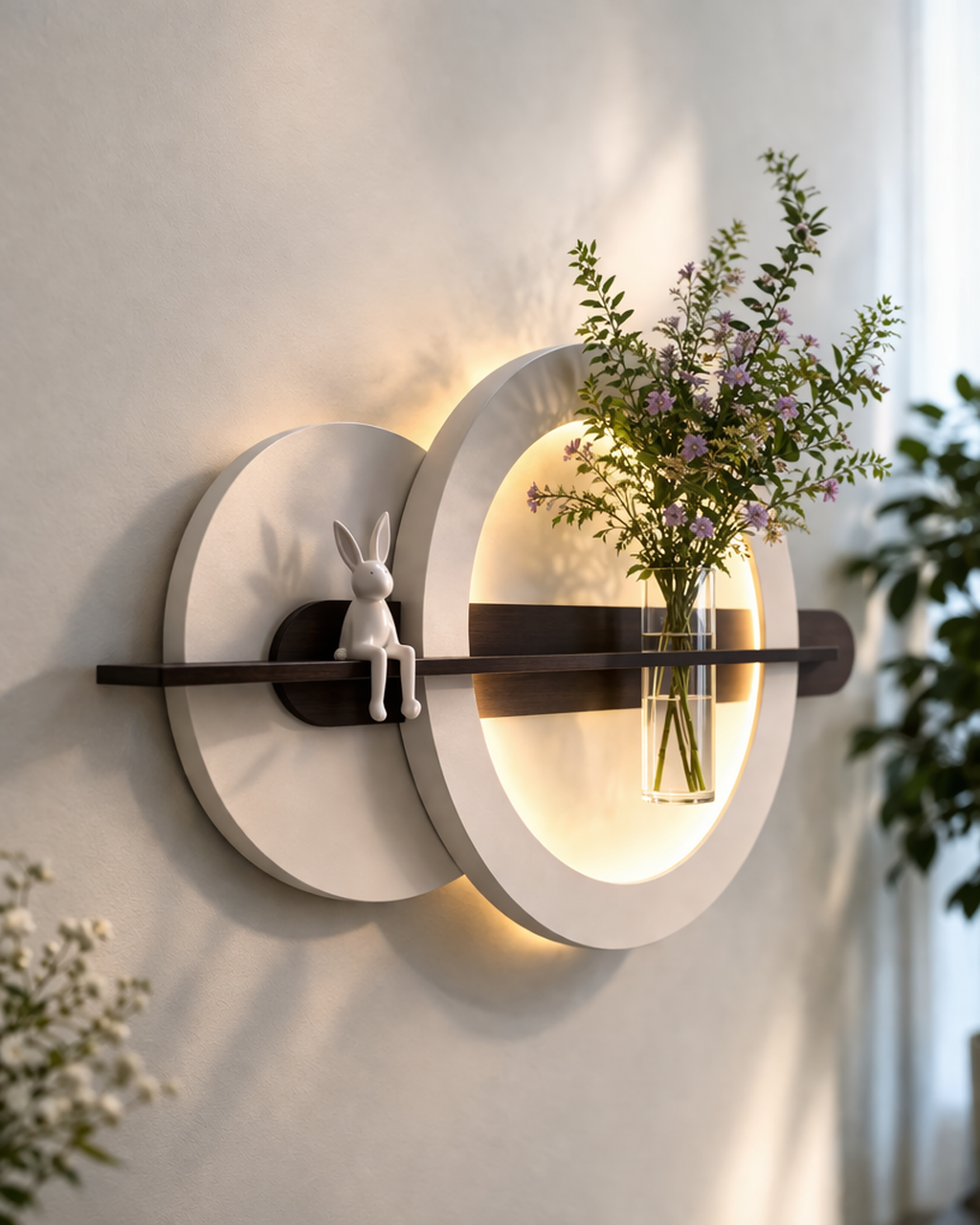 Anasay Luxury LED Wall Vase Decor with Bunny Accent