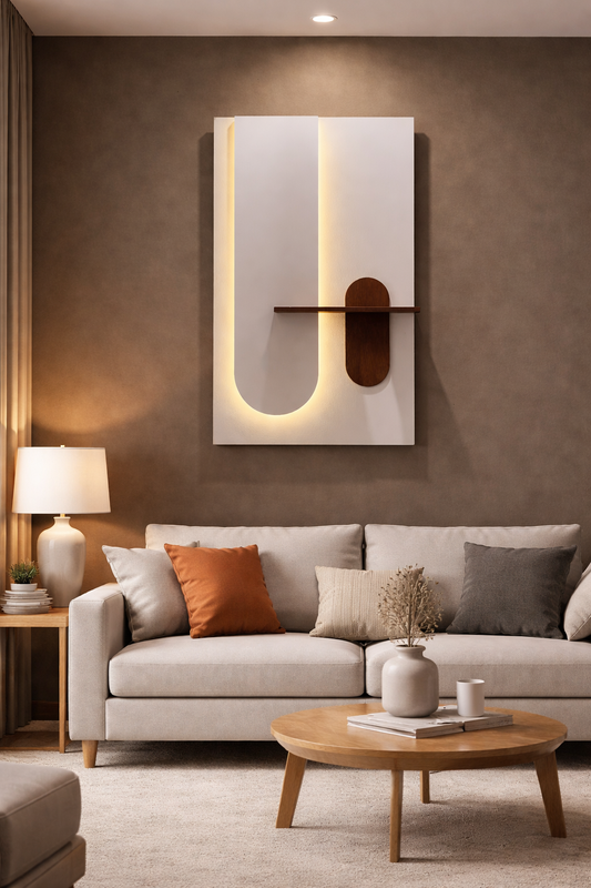 Anasay Modern LED Wall Art with Shelf & Vase Holder