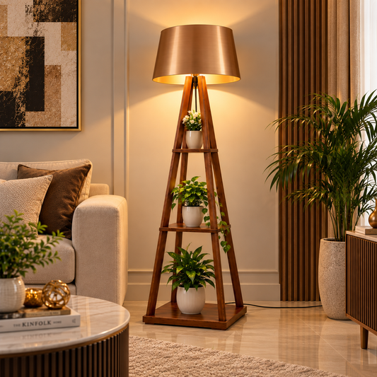 Wooden Classic Floor Lamp for Living Room Home Decoration Brown