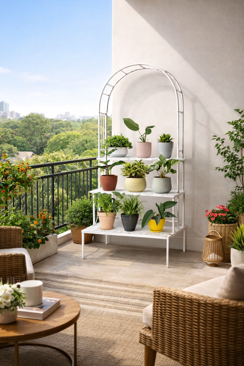 3 Tier Metal Plant Stand with Arch – Indoor & Outdoor Plant Rack