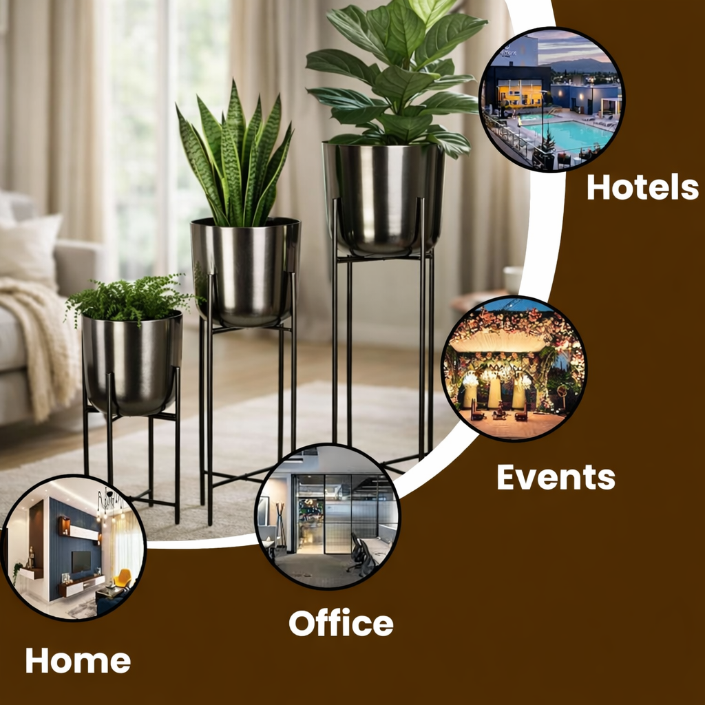 ANASAY Black Metal Plant Stand Set of 3