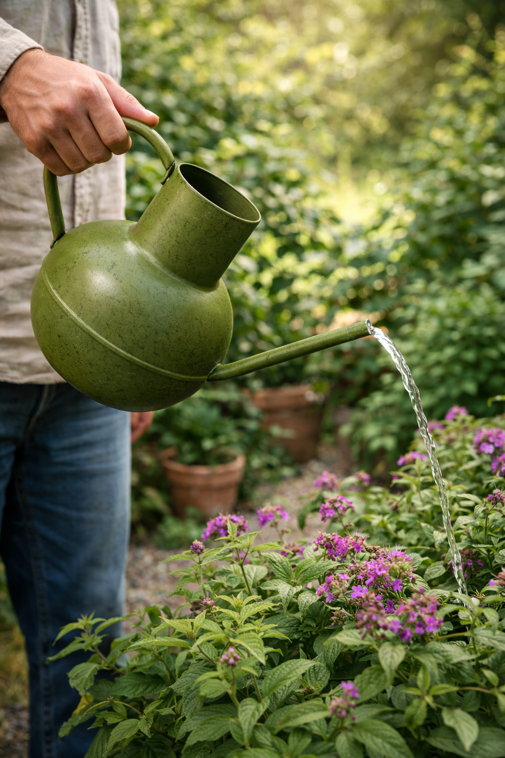 Premium Vintage Green Watering Can – Long Spout Plant Waterer