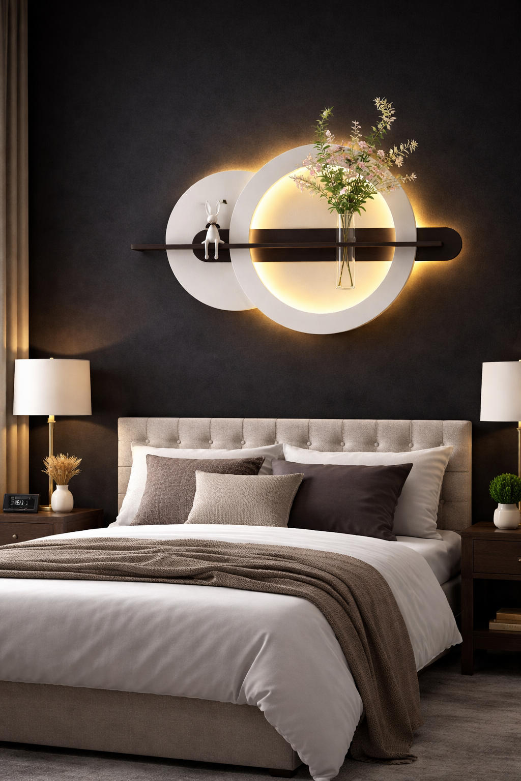 Anasay Luxury LED Wall Vase Decor with Bunny Accent