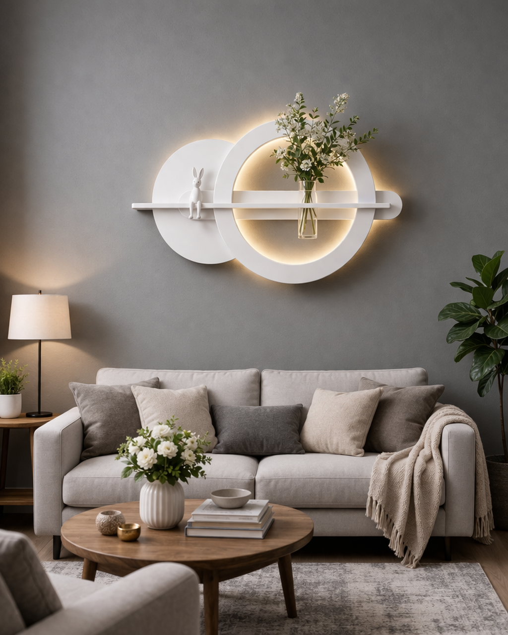 Anasay Luxury LED Wall Vase Decor with Bunny Accent