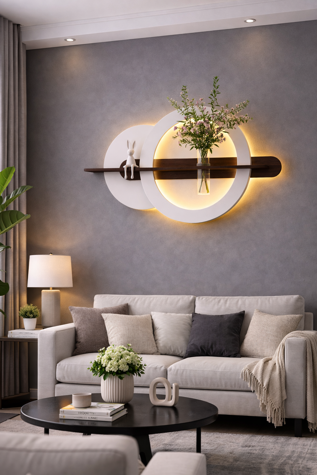 Anasay Luxury LED Wall Vase Decor with Bunny Accent