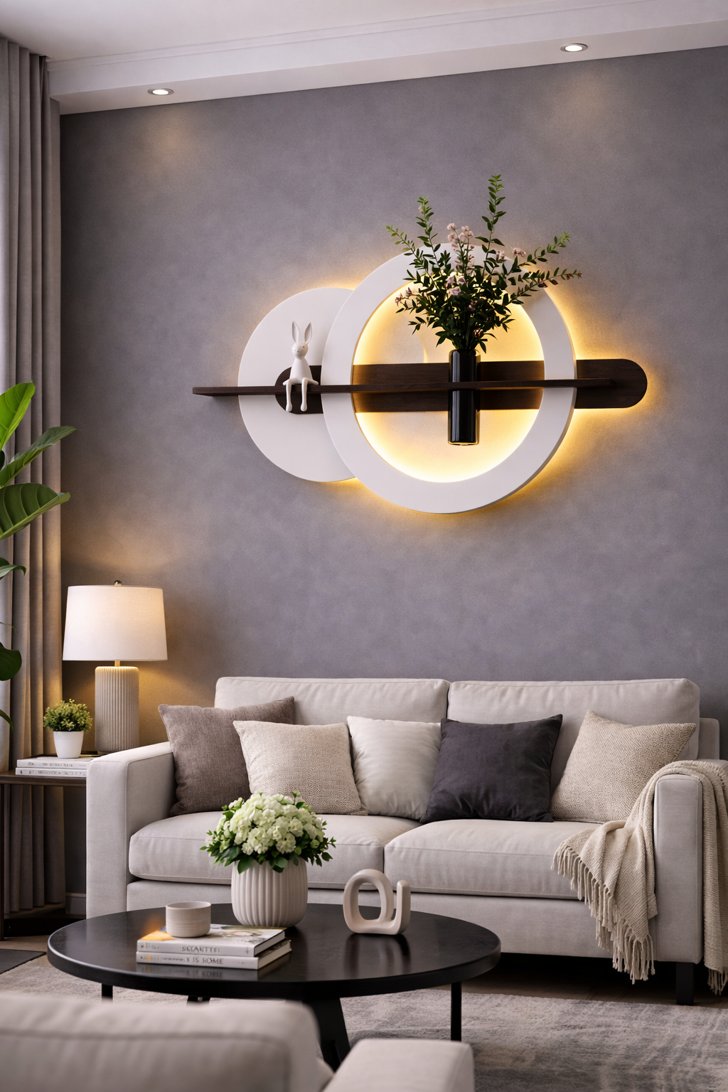 Anasay Luxury LED Wall Vase Decor with Bunny Accent