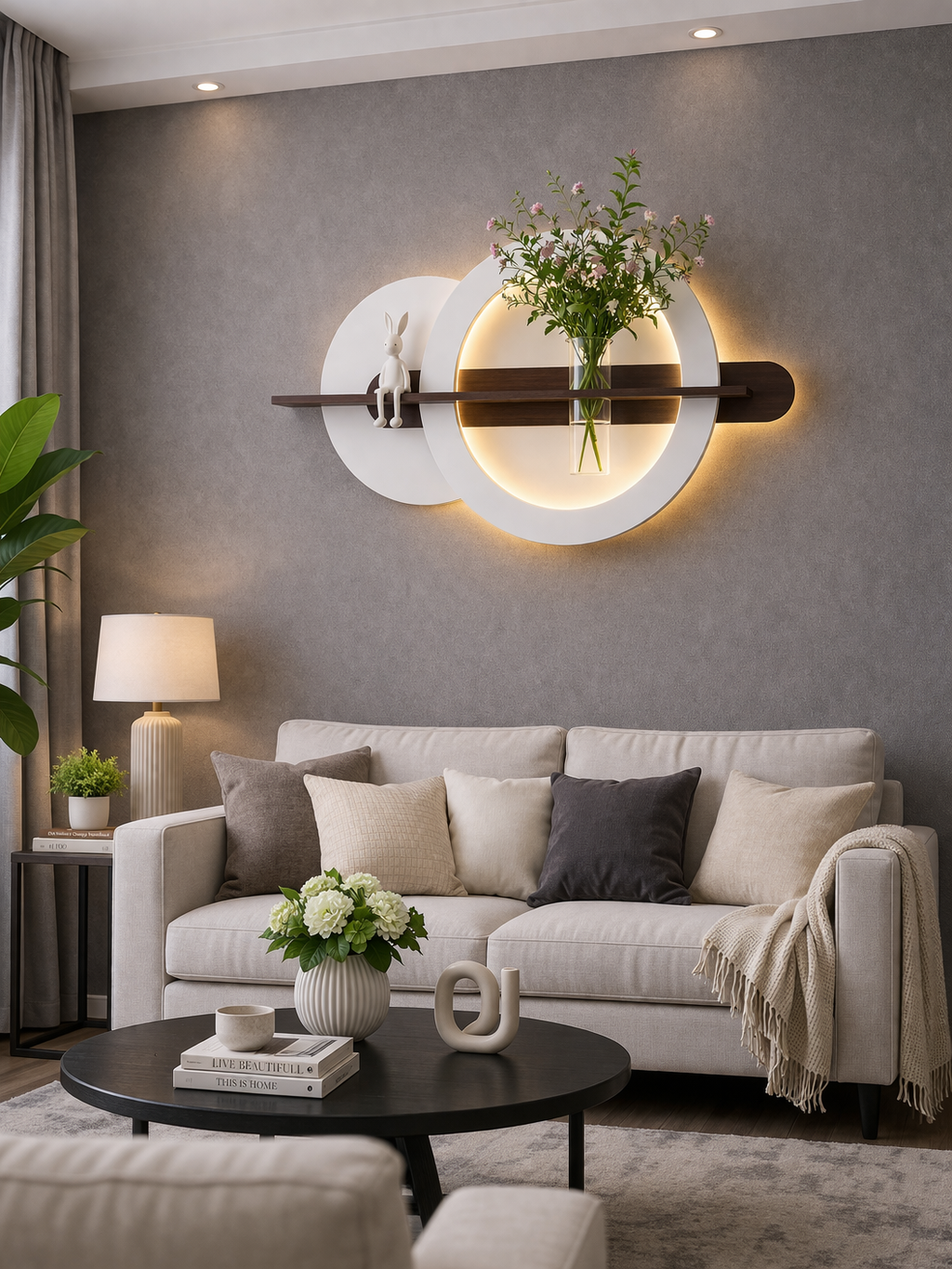 Anasay Luxury LED Wall Vase Decor with Bunny Accent