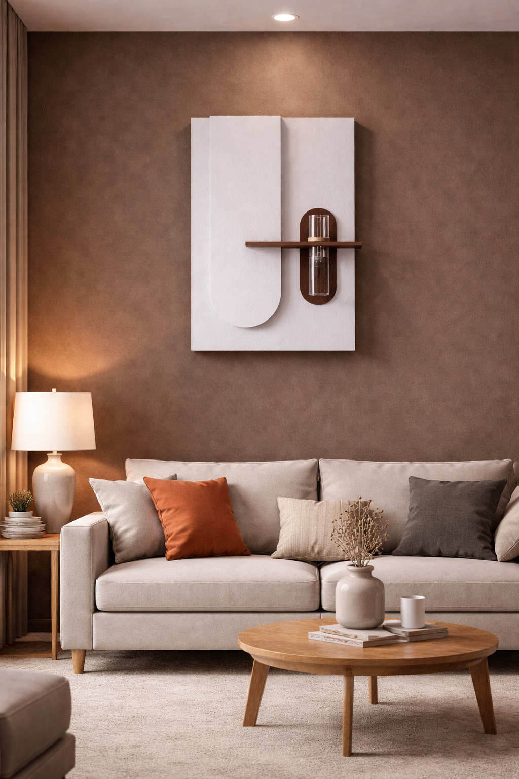 Anasay Modern LED Wall Art with Shelf & Vase Holder