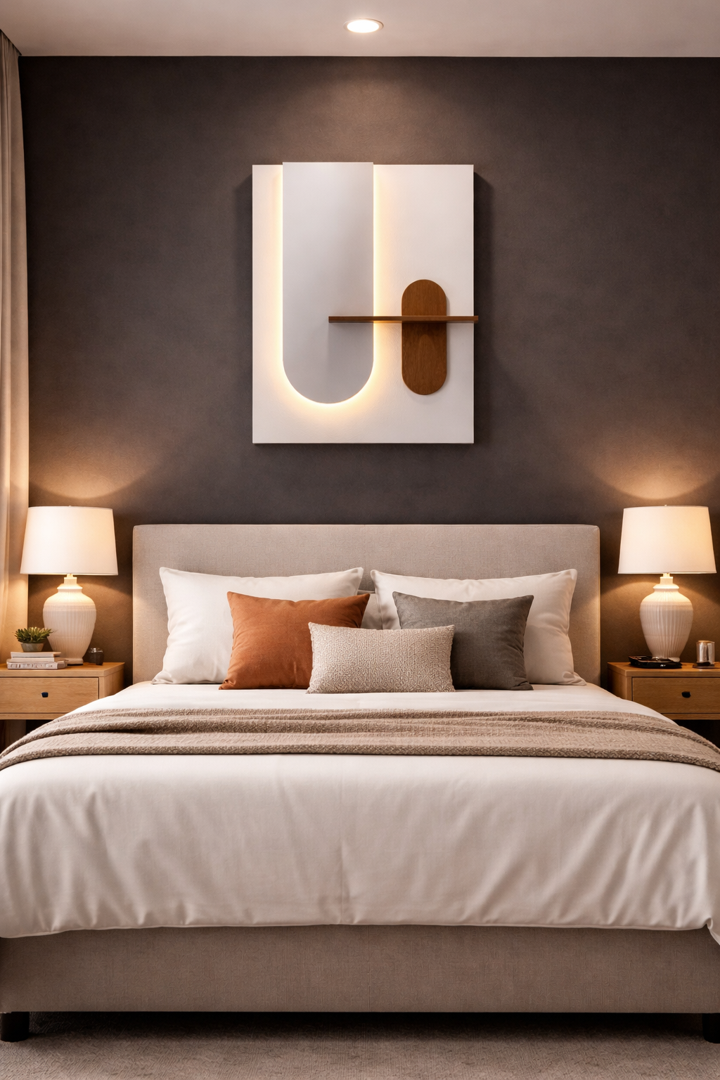 Anasay Modern LED Wall Art with Shelf & Vase Holder