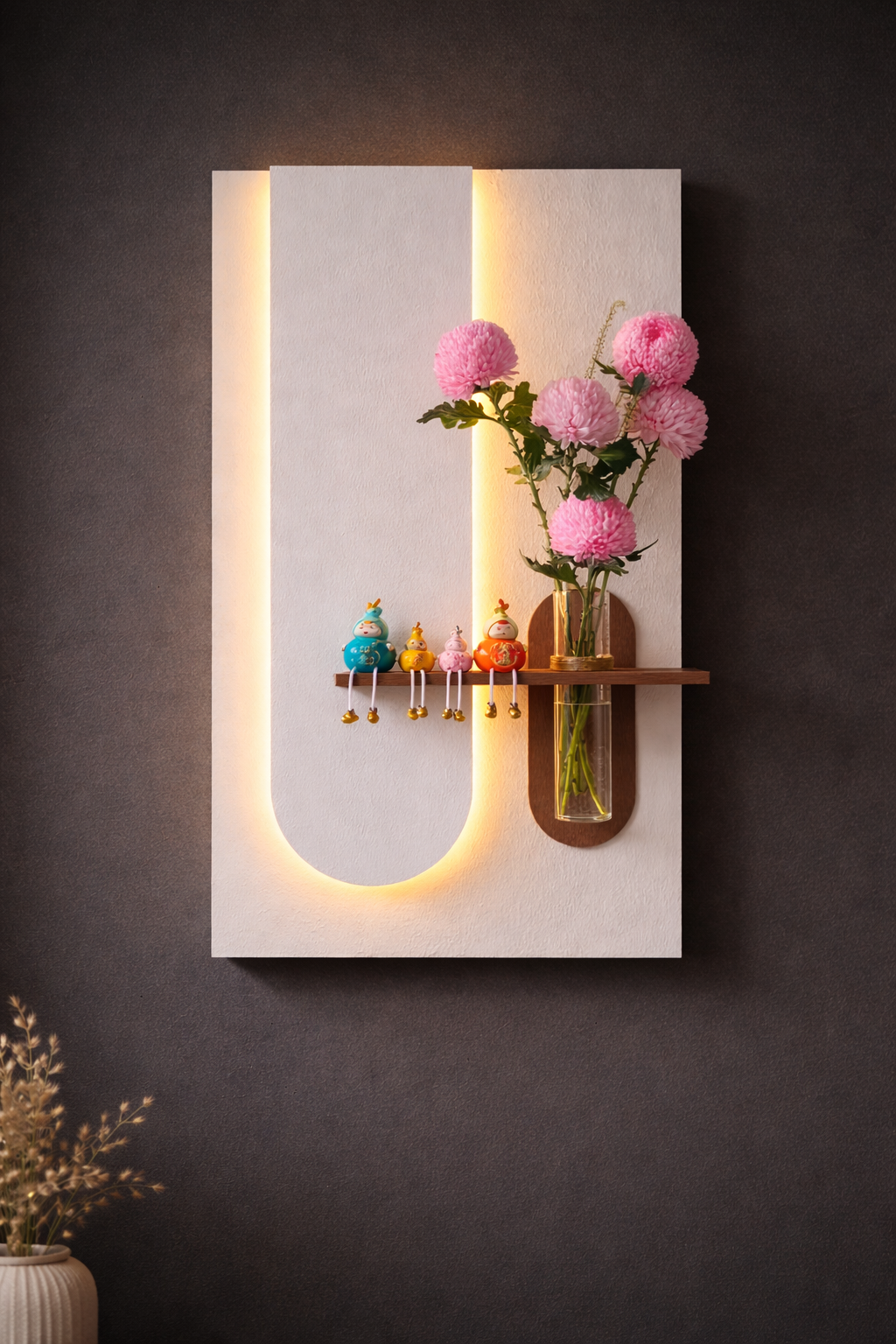 Anasay Modern LED Wall Art with Shelf & Vase Holder