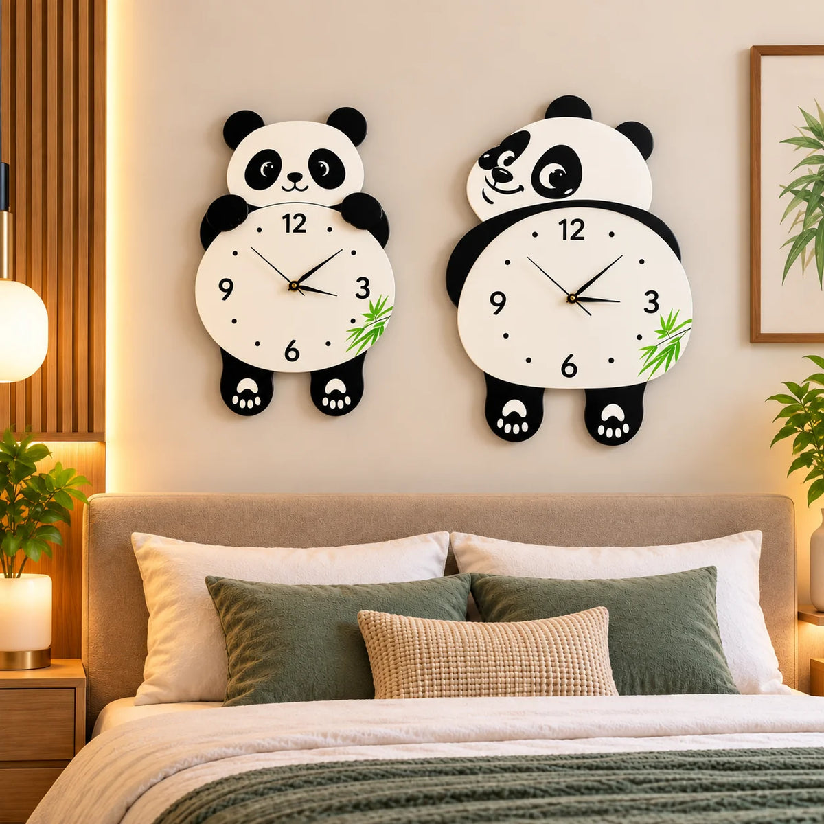 Cute Panda Wall Clock – Combo Pack