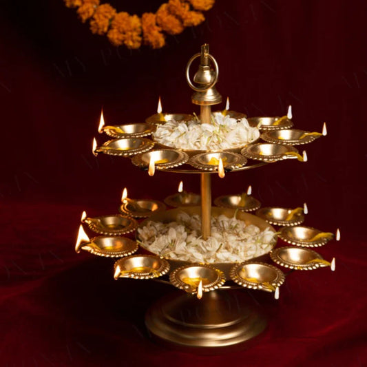 Exquisite 2 Layer Diya Urli Stand