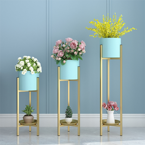 Modern Metal Floor Flower Stands Planter Stand with Planter Pot -Set of 3) 03