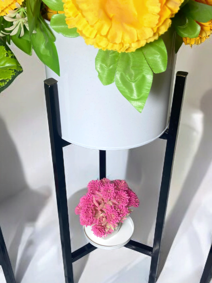 Modern Metal Floor Flower Stands Planter Stand with Planter Pot -Set of 3