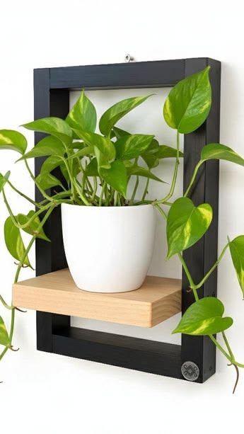 Anasay wooden hanging shelf flower pot
