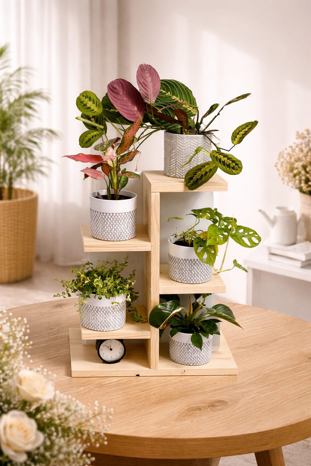 Anasay Modern  Wood Flower Stands