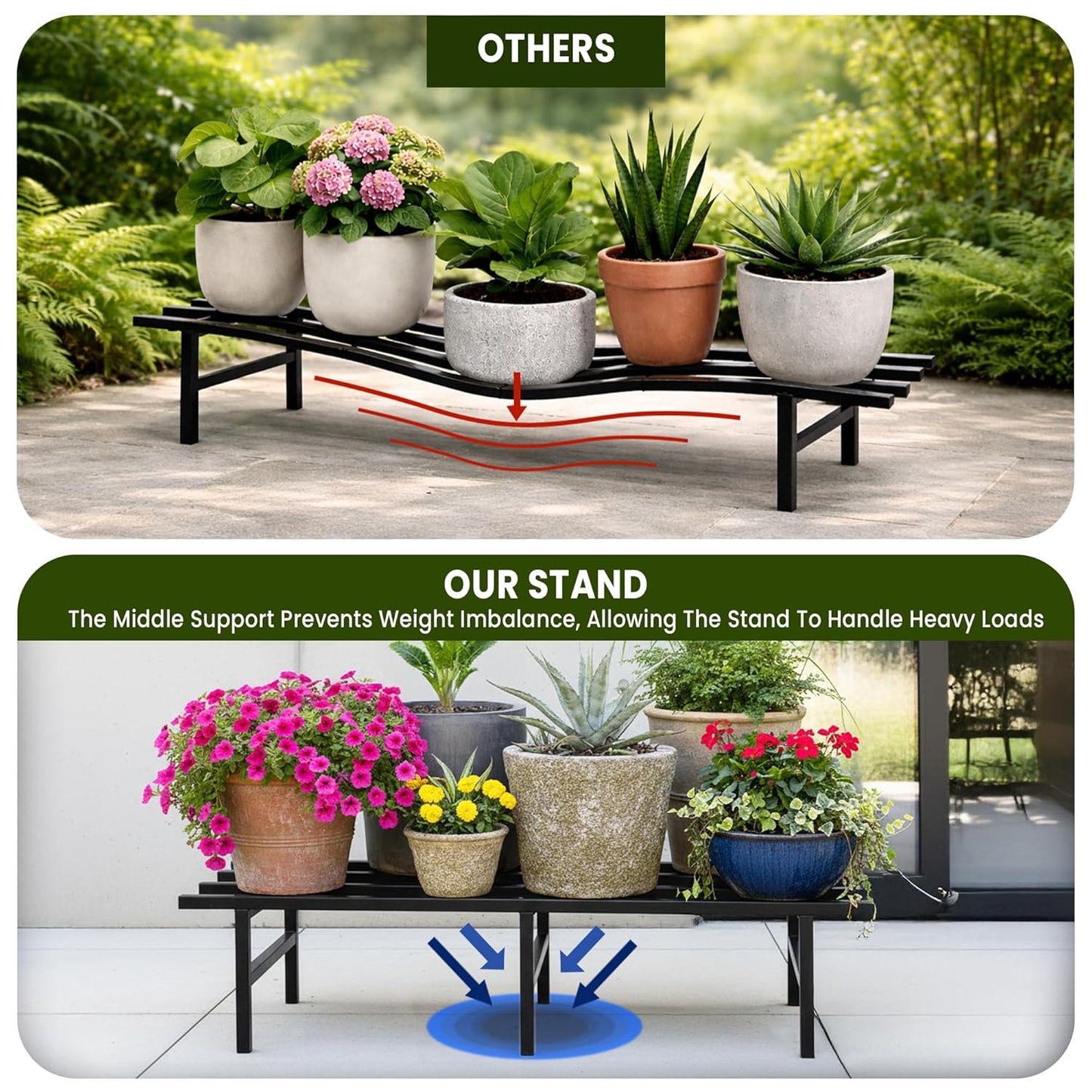 2 Tier Metal Plant Stand Rack – Indoor & Outdoor Plant Display