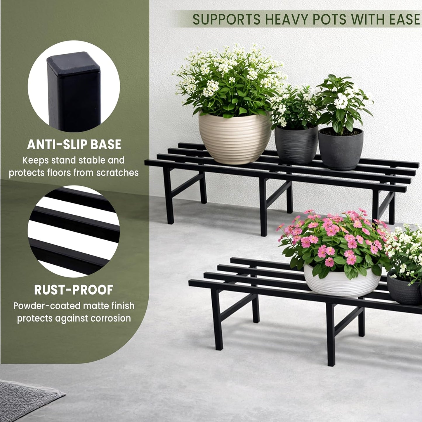 2 Tier Metal Plant Stand Rack – Indoor & Outdoor Plant Display