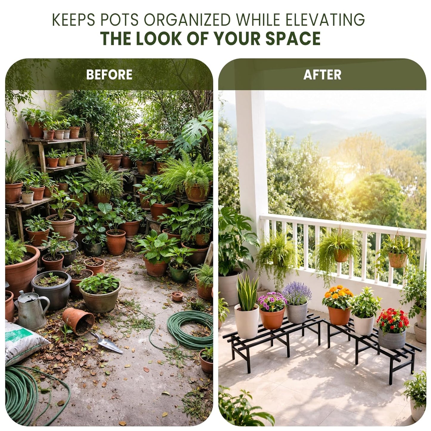 2 Tier Metal Plant Stand Rack – Indoor & Outdoor Plant Display
