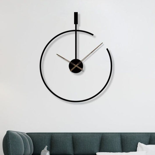 Anasay Minimal Arc – Premium Black Metal Wall Clock for Modern Home & Office Decor