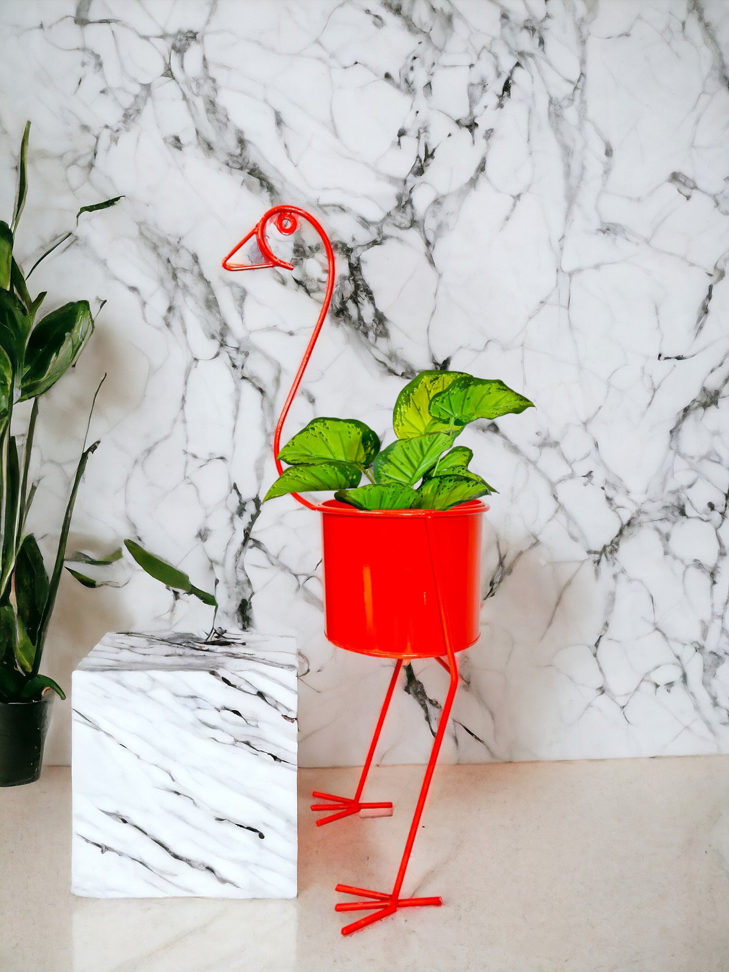 Modern Metal peacock Flower Stands Planter Stand with Planter Red Color