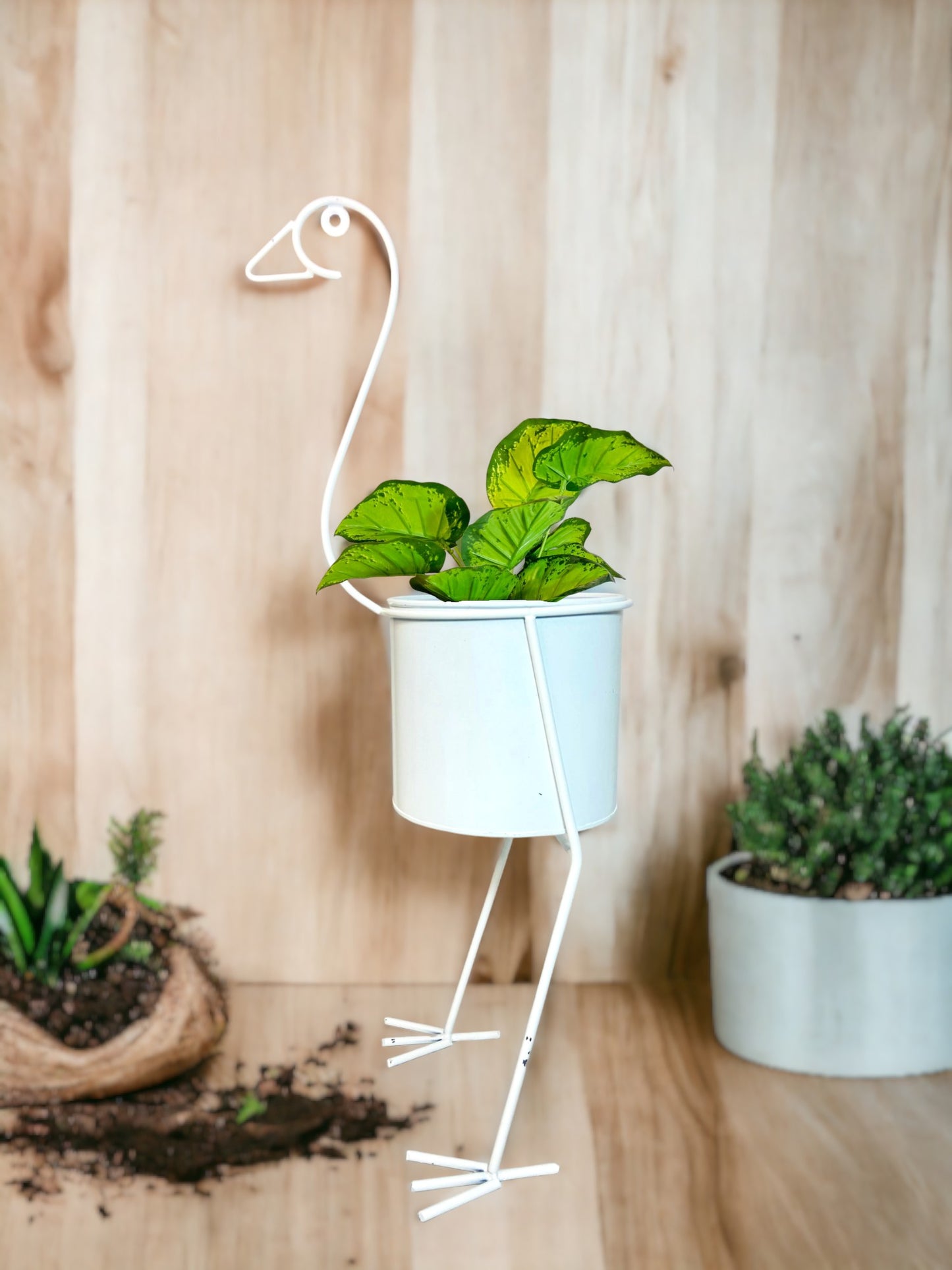 Modern Metal Flower Stands Planter Stand with Planter White Color