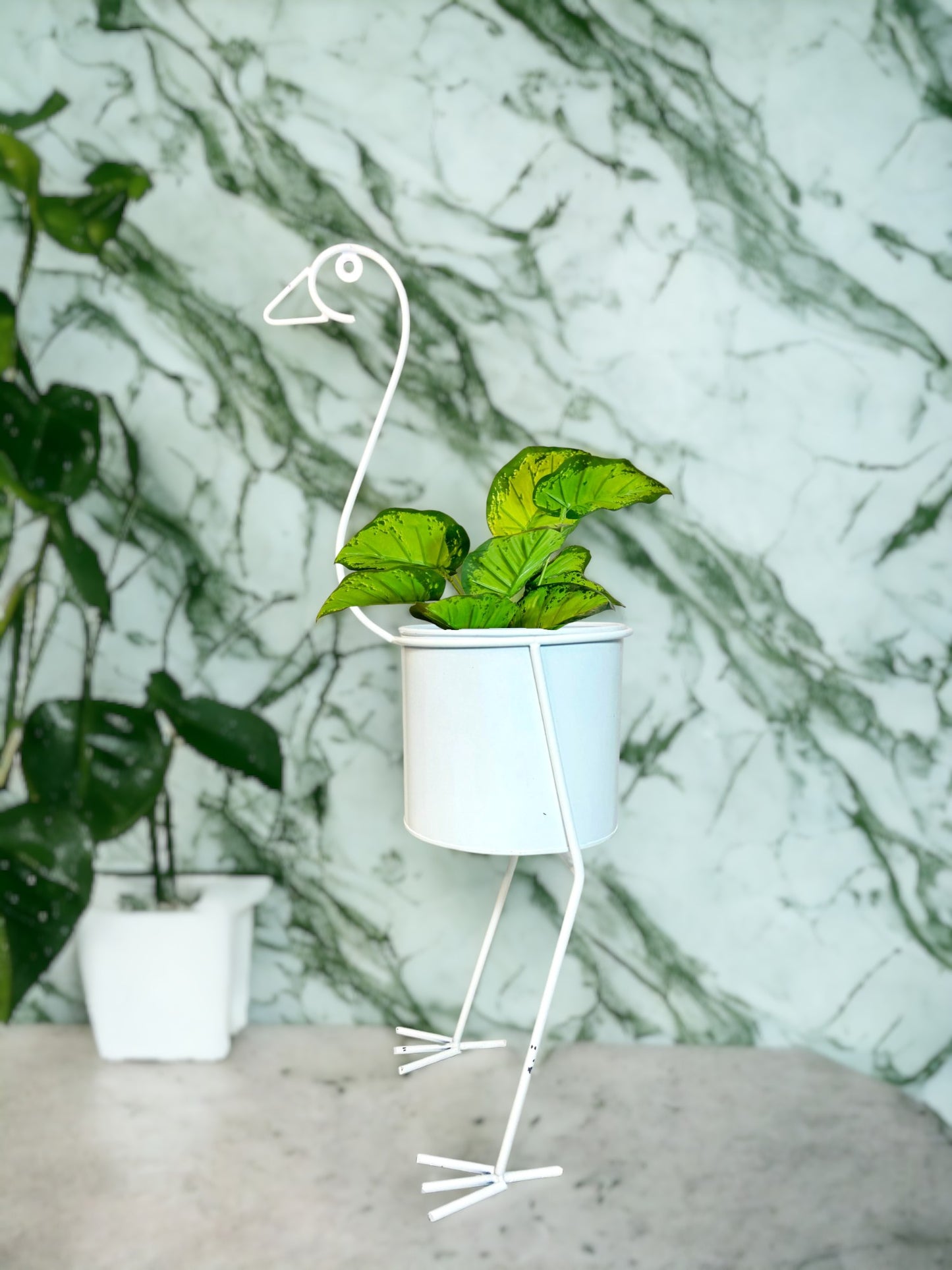 Modern Metal Flower Stands Planter Stand with Planter White Color