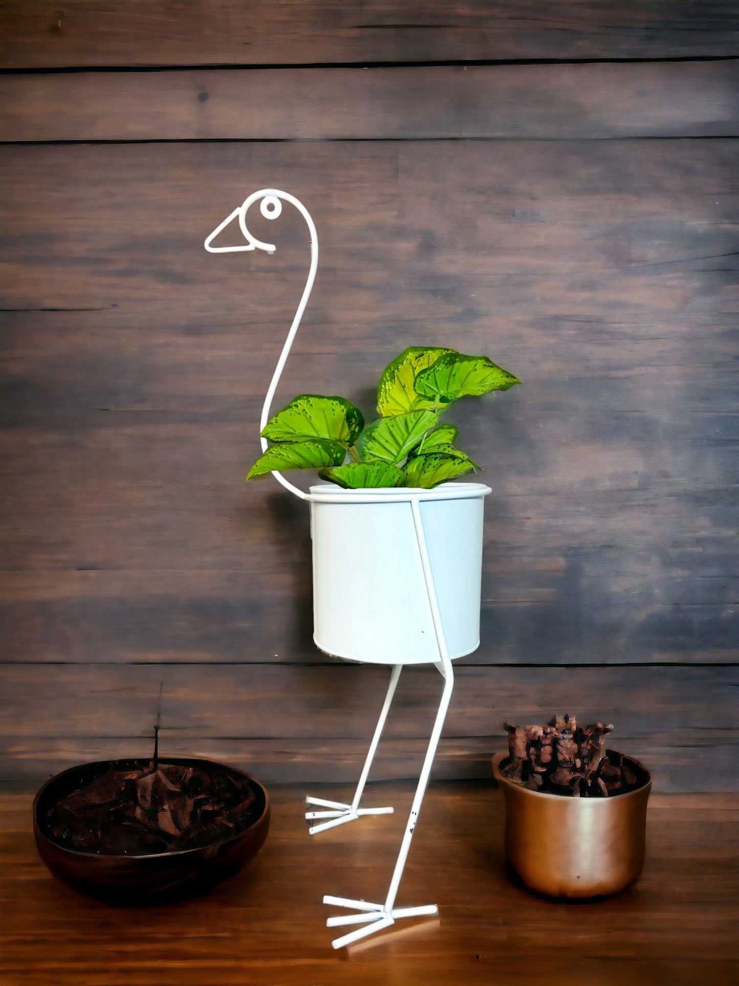 Modern Metal Flower Stands Planter Stand with Planter White Color