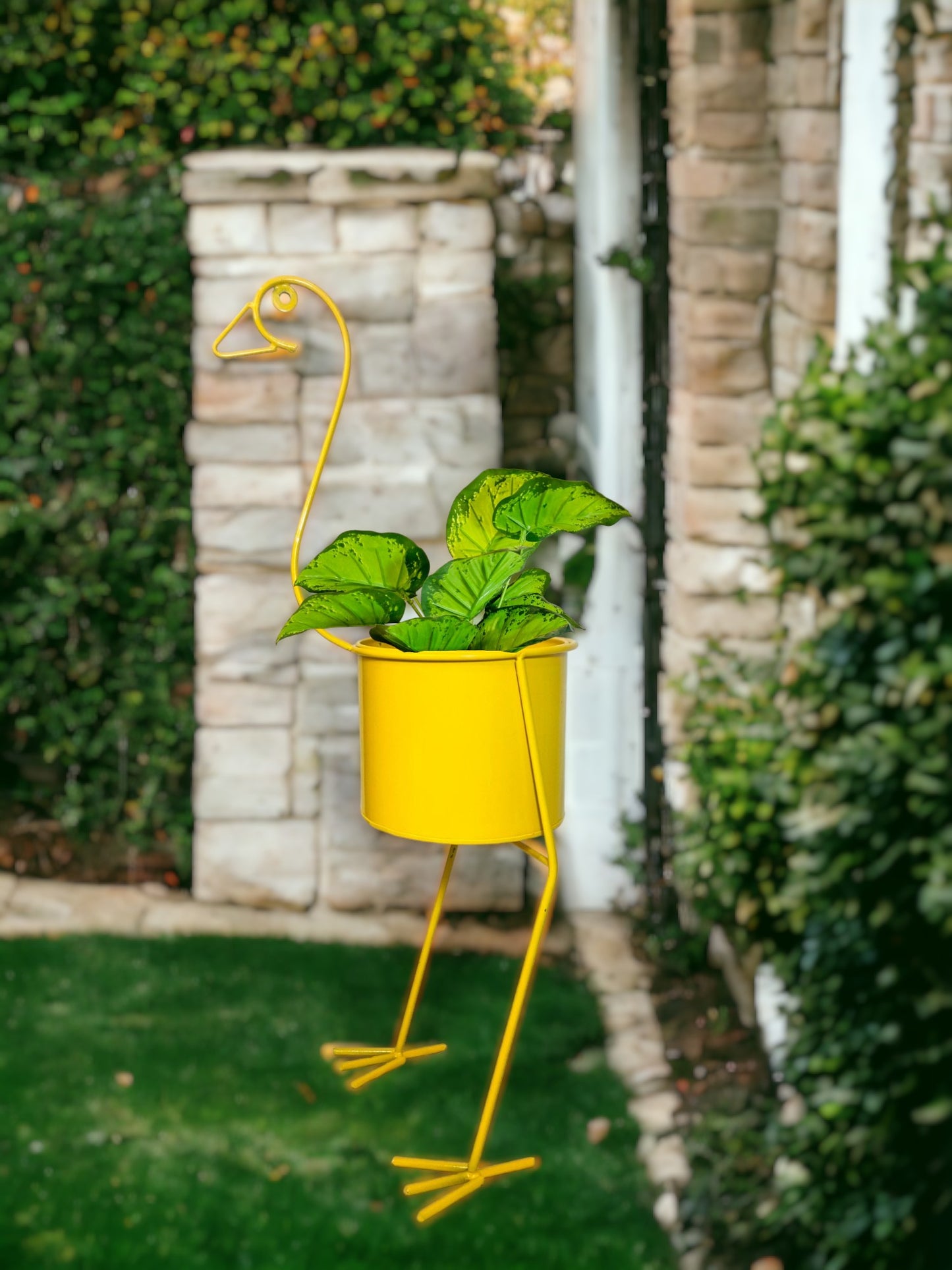 Modern Metal peacock Flower Stands Planter Stand with Planter Yellow Color