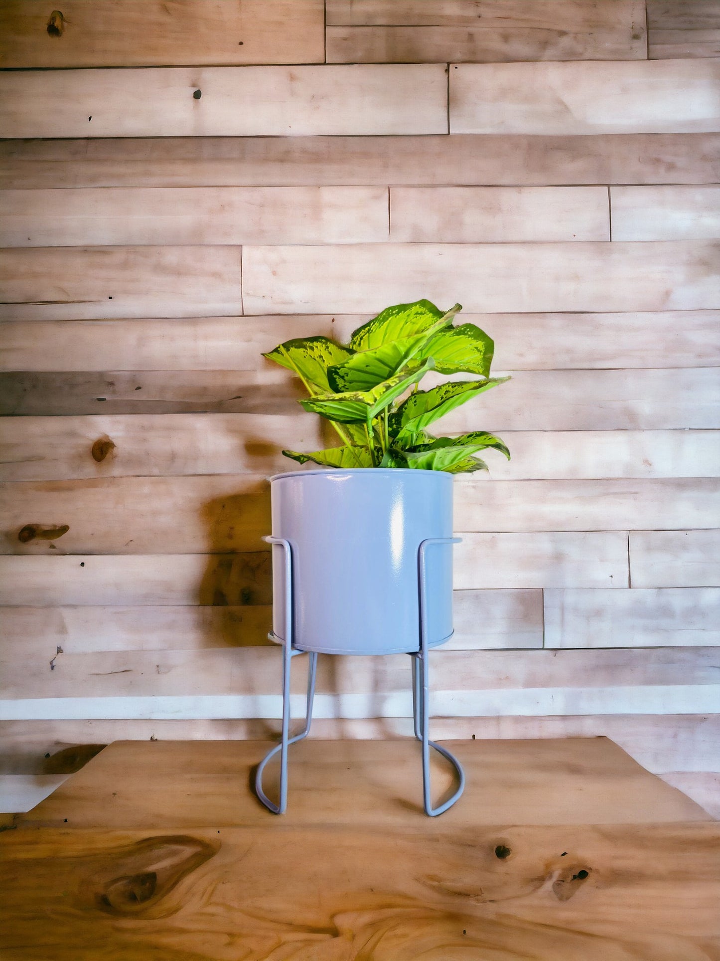 Modern Metal Flower Stands Planter Stand with Planter Blue Color