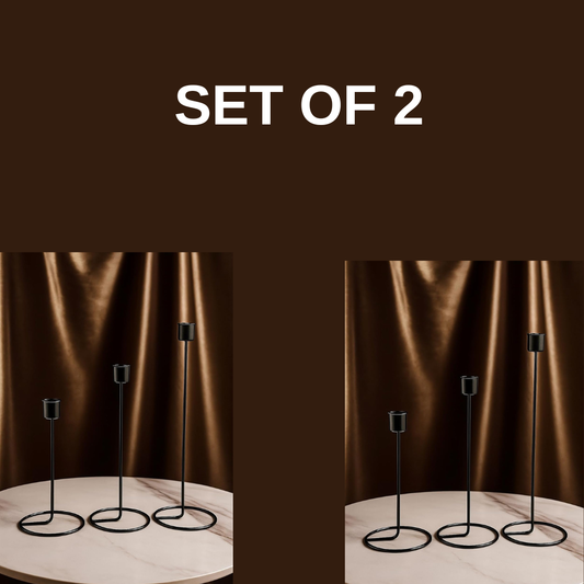 “Anasay Black Metal Taper Candle Holders Set of 3 – 5/7/9 Inch, Modern Round Base (Black)”