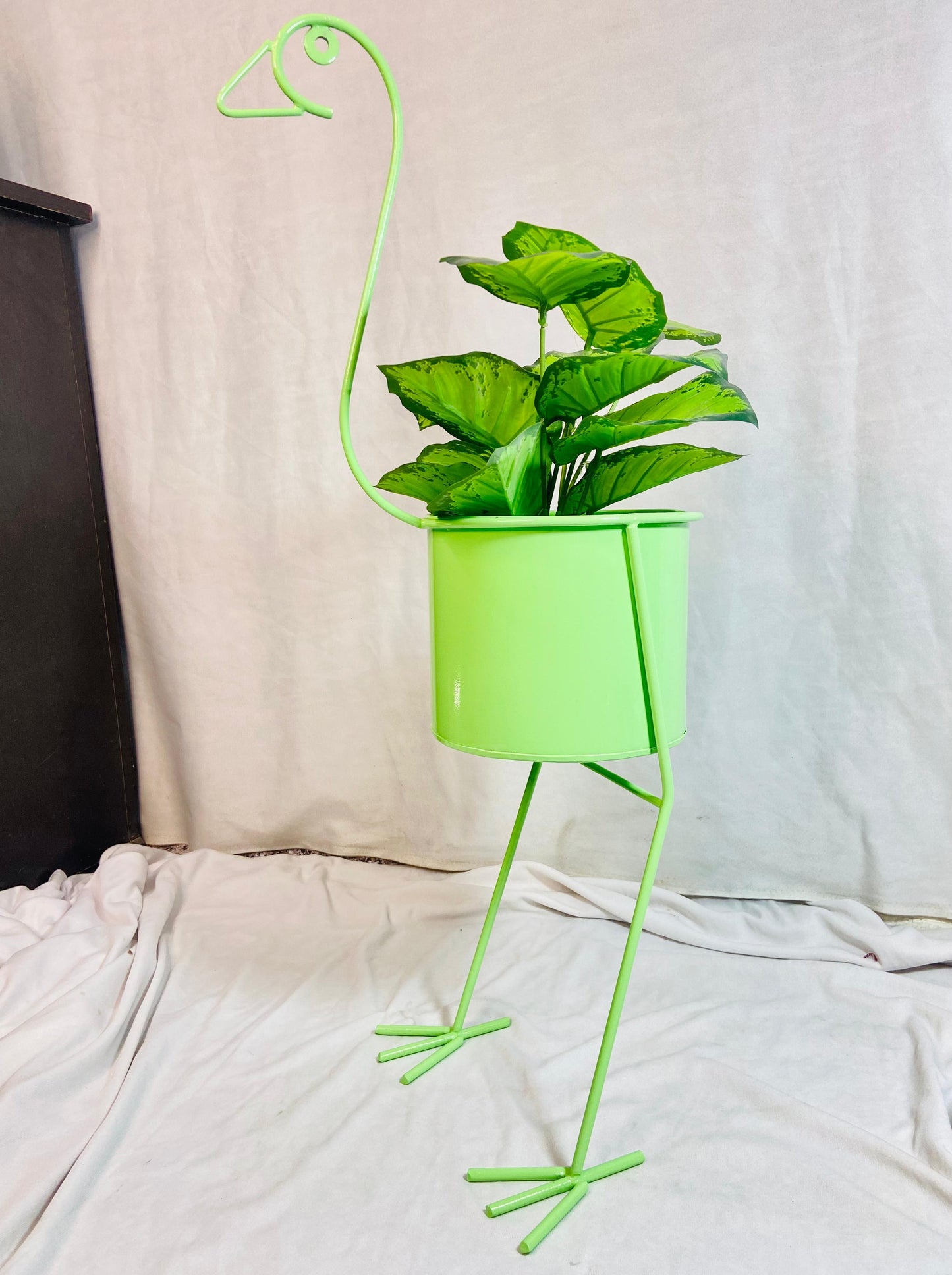 Modern Metal peacock Flower Stands Planter Stand with Planter Green Color