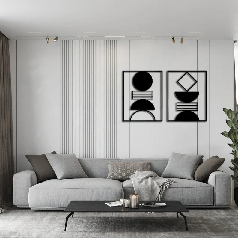 Anasay 2-Piece Geometric Metal Wall Art – Modern Minimalist Home Décor