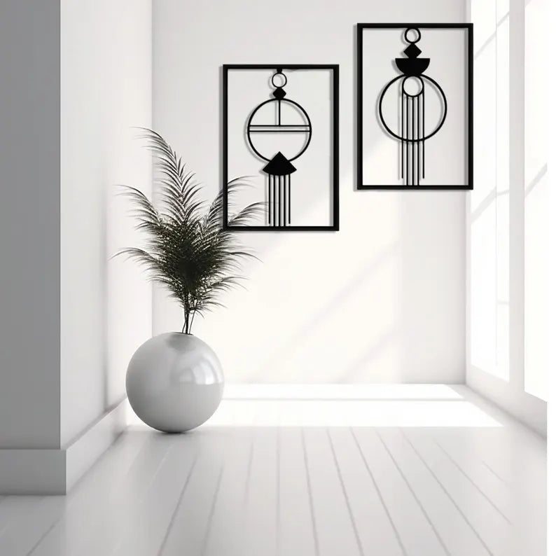 Anasay 2-Piece Geometric Metal Wall Art – Modern Shapes for Minimalist & Boho Homes