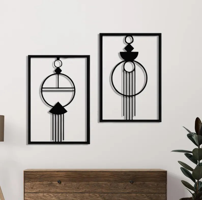 Anasay 2-Piece Geometric Metal Wall Art – Modern Shapes for Minimalist & Boho Homes