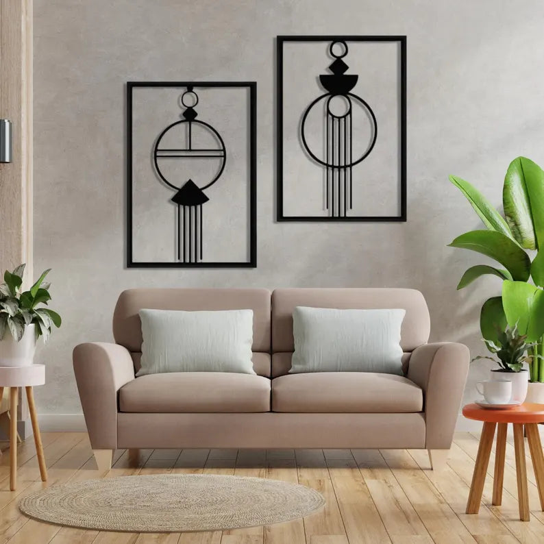 Anasay 2-Piece Geometric Metal Wall Art – Modern Shapes for Minimalist & Boho Homes