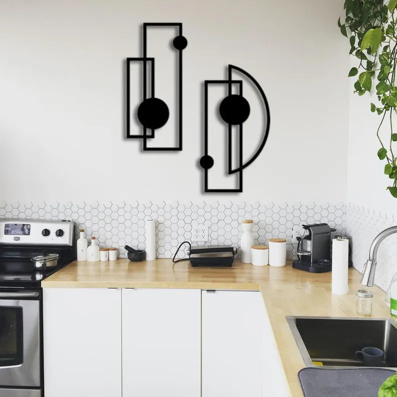 Anasay 2-Piece Geometric Metal Wall Art – Minimalist Shapes for Modern Homes