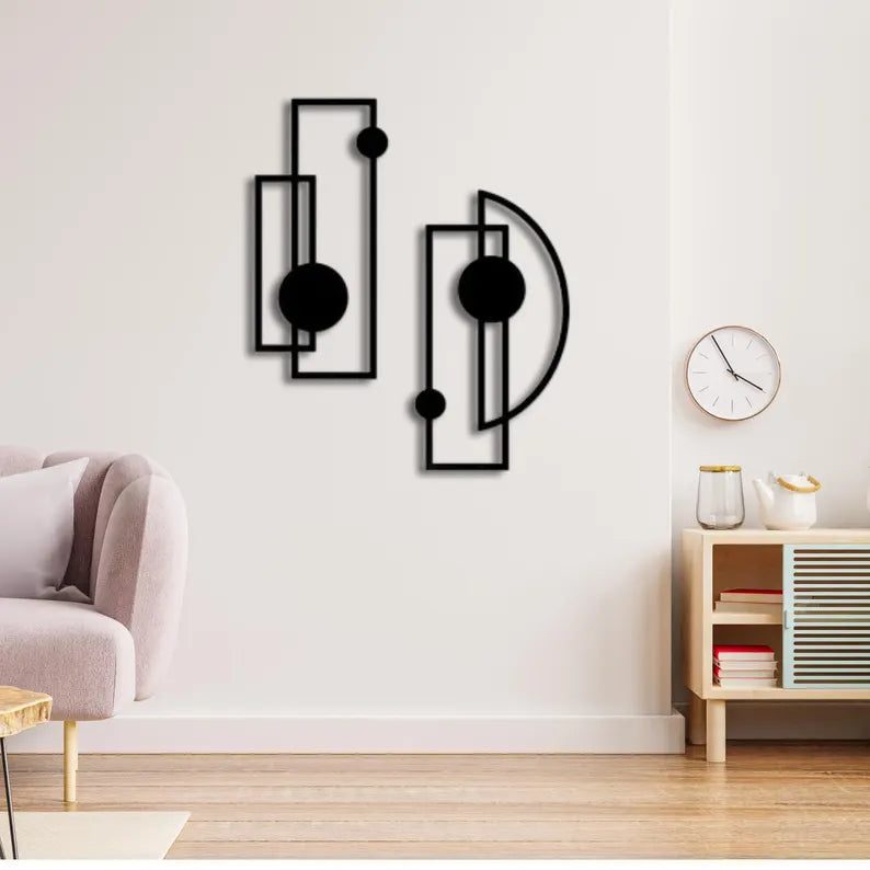 Anasay 2-Piece Geometric Metal Wall Art – Minimalist Shapes for Modern Homes
