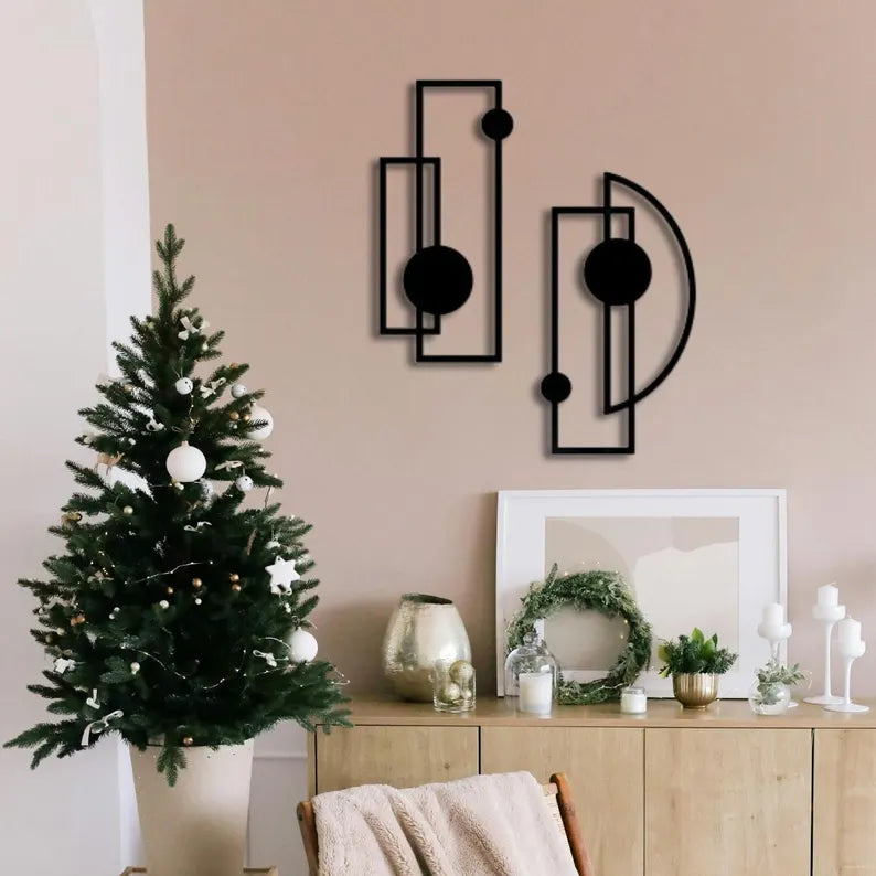 Anasay 2-Piece Geometric Metal Wall Art – Minimalist Shapes for Modern Homes