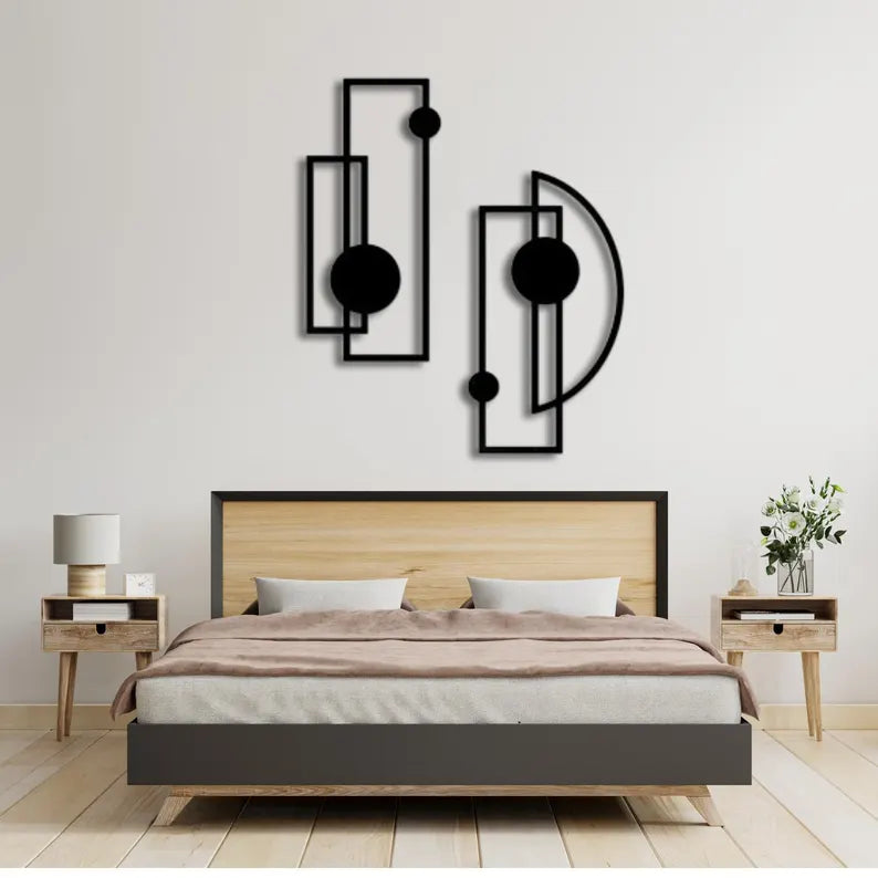 Anasay 2-Piece Geometric Metal Wall Art – Minimalist Shapes for Modern Homes