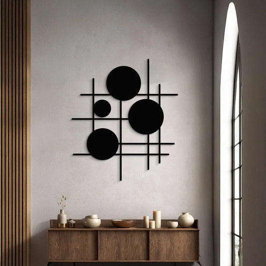 Anasay Geometric Metal Wall Art – Modern Abstract Minimalist Sculpture for Living Room