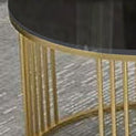 Classic Tethered Marble Finish Wooden Top Black  Table Set of 2