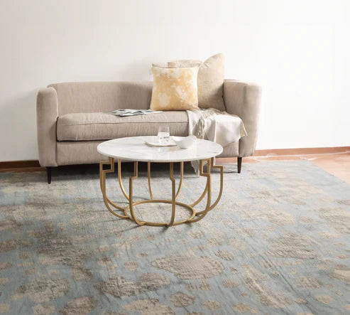 Anasay Unique Golden Marble-Finish Wooden Top Center Table