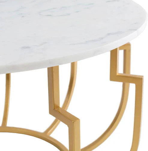 Anasay Unique Golden Marble-Finish Wooden Top Center Table