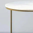 Anasay White Marble-Finish Wooden Top Round Coffee Table Set of 2 with Iron Stand Base